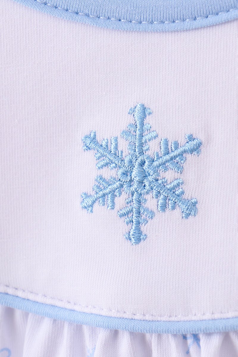 Premium blue snow bow embroidery bubble - Abbies Place