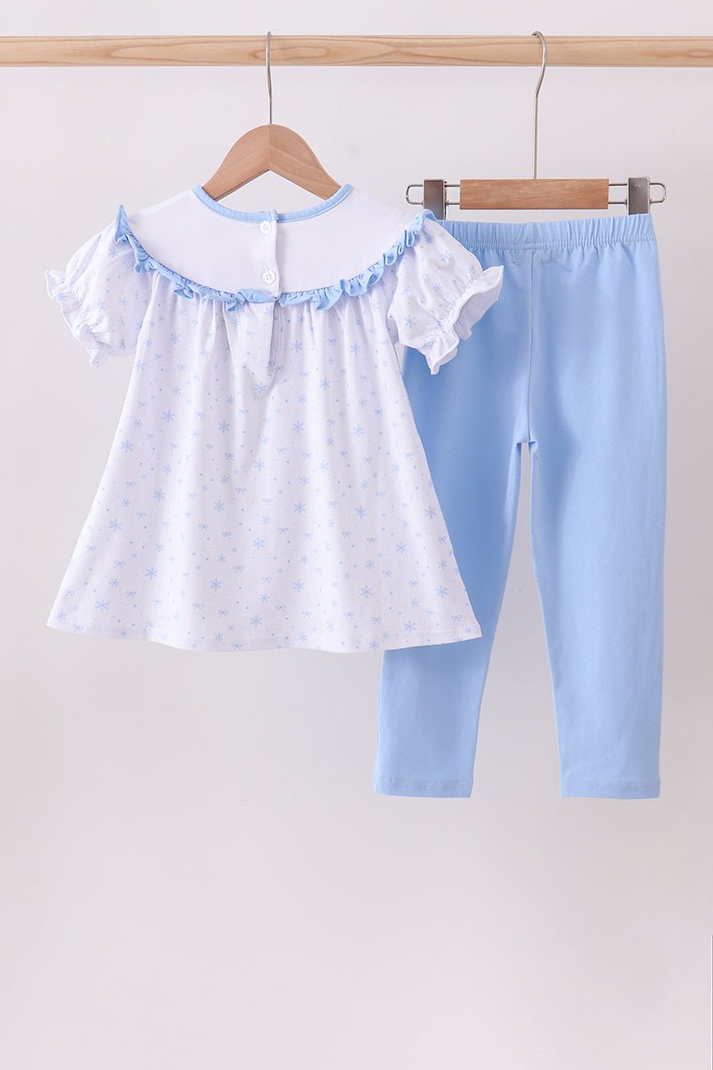 Premium blue snow bow pants set - Abbies Place