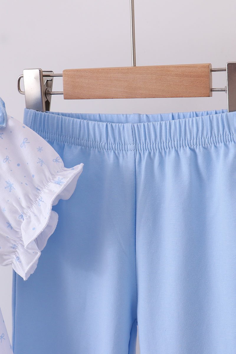 Premium blue snow bow pants set - Abbies Place