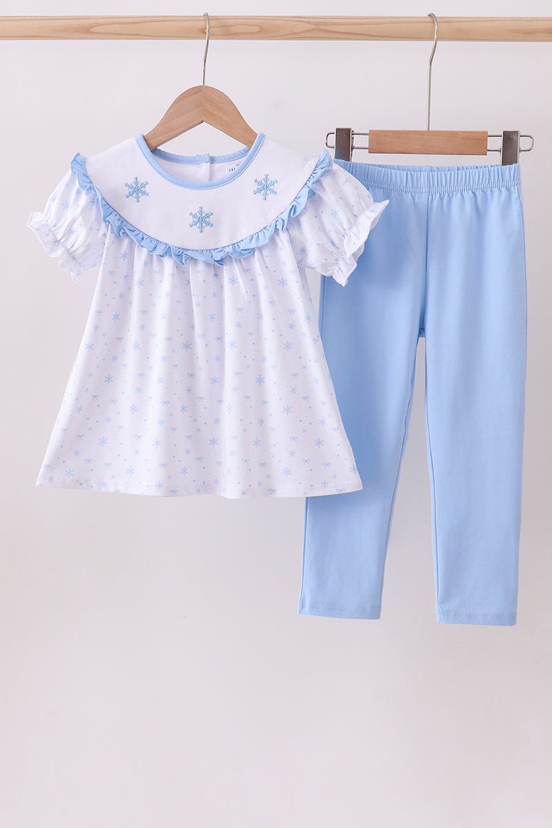 Premium blue snow bow pants set - Abbies Place