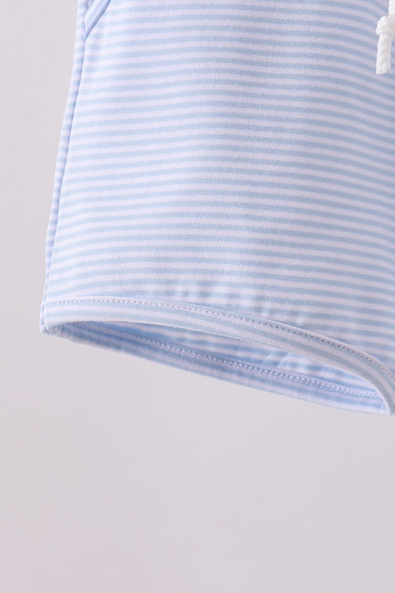 Premium Blue&white stripe drawstring shorts - Abbies Place