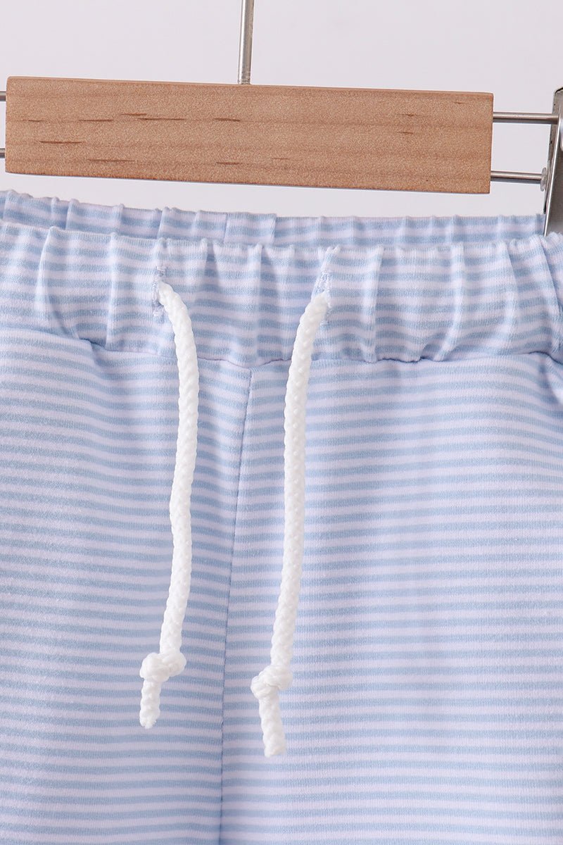 Premium Blue&white stripe drawstring shorts - Abbies Place