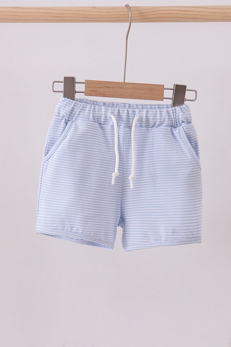 Premium Blue&white stripe drawstring shorts - Abbies Place