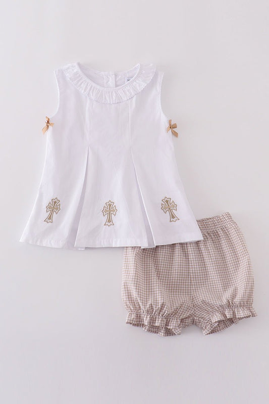 Premium cross embroidery bloomer set - Abbies Place