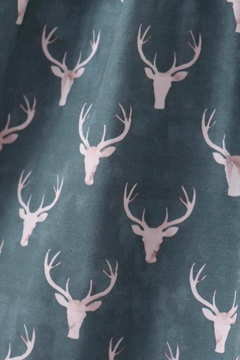 Premium forest reindeer print bamboo dress - Abbies Place