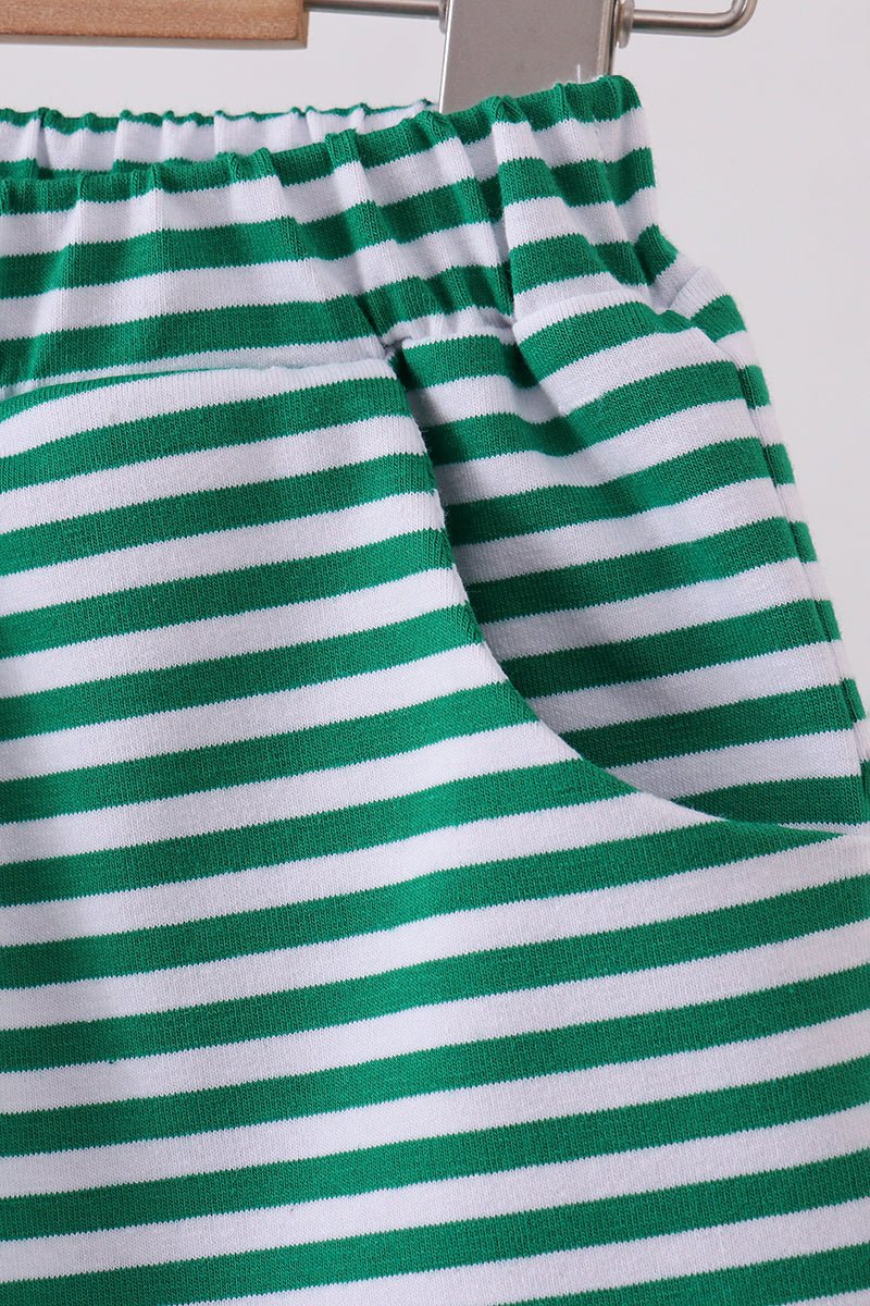Premium Green&white stripe shorts - Abbies Place