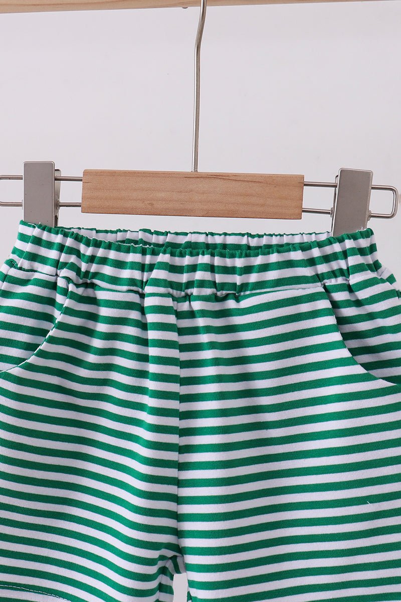 Premium Green&white stripe shorts - Abbies Place