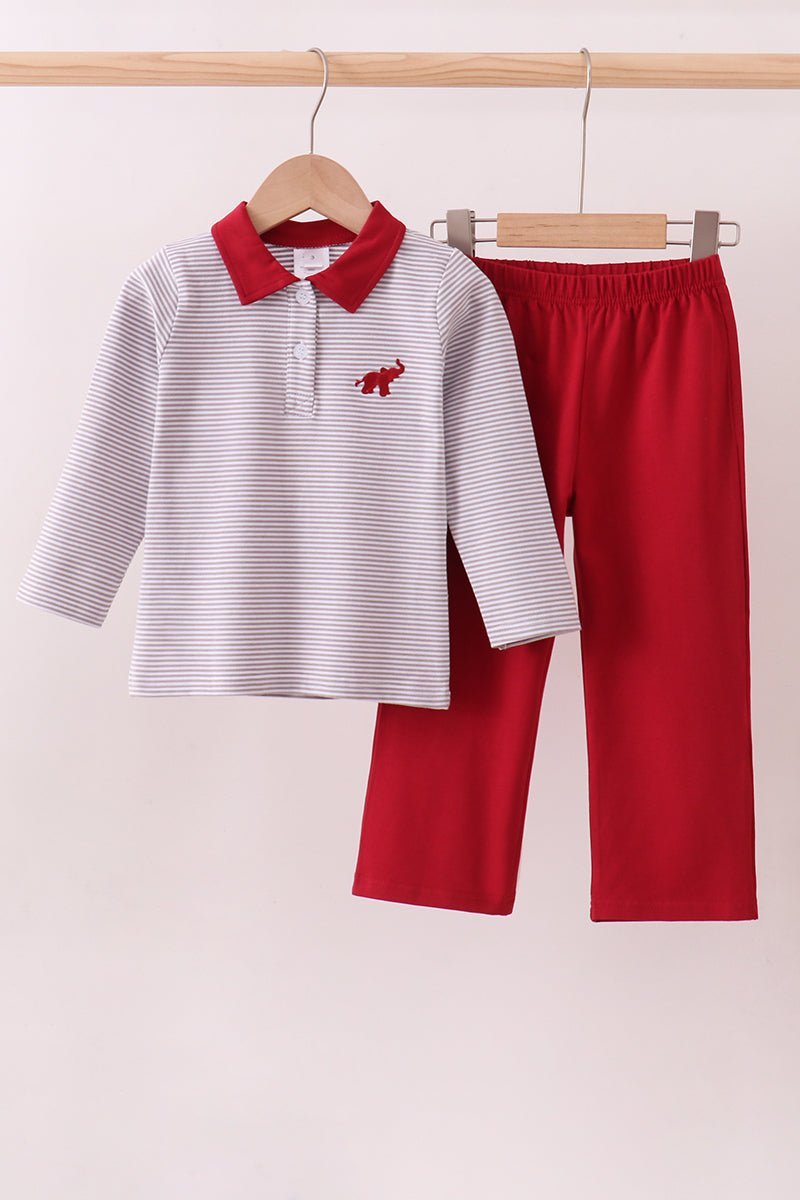 Premium Maroon Alabama elephant embroidery pants set - Abbies Place