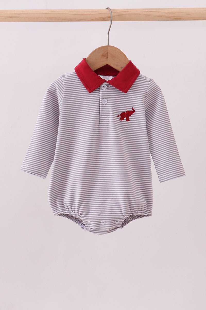 Premium Maroon Alabama elephant embroidery stripe bubble - Abbies Place