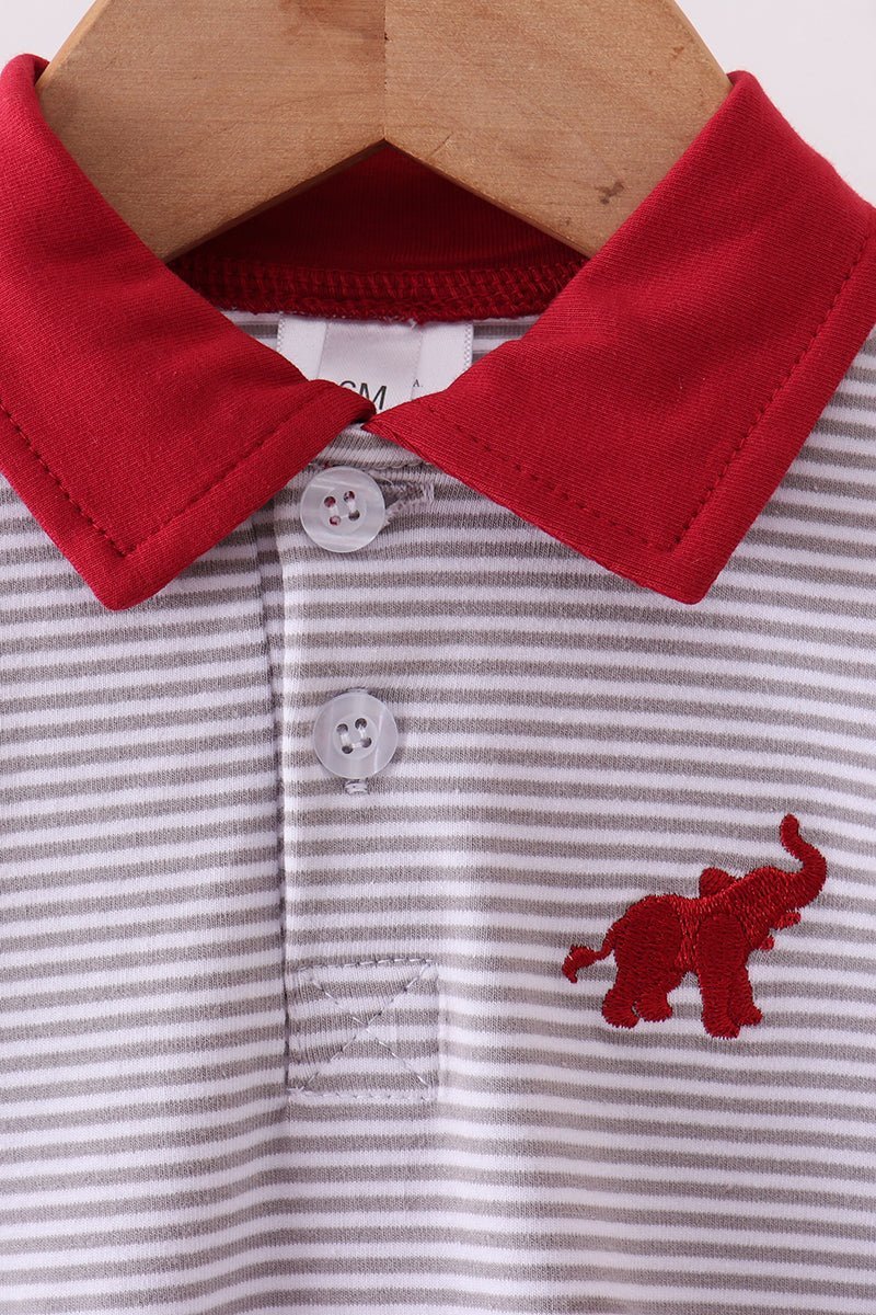 Premium Maroon Alabama elephant embroidery stripe bubble - Abbies Place