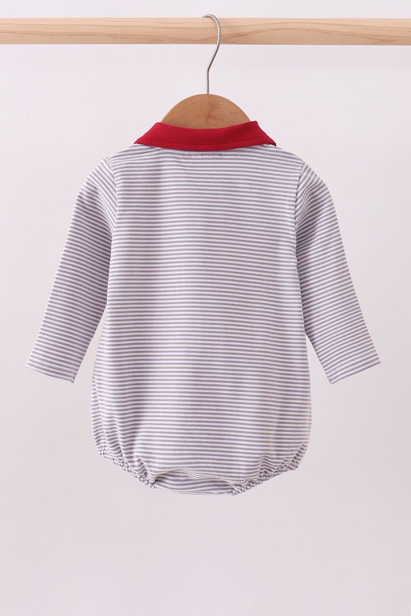 Premium Maroon Alabama elephant embroidery stripe bubble - Abbies Place
