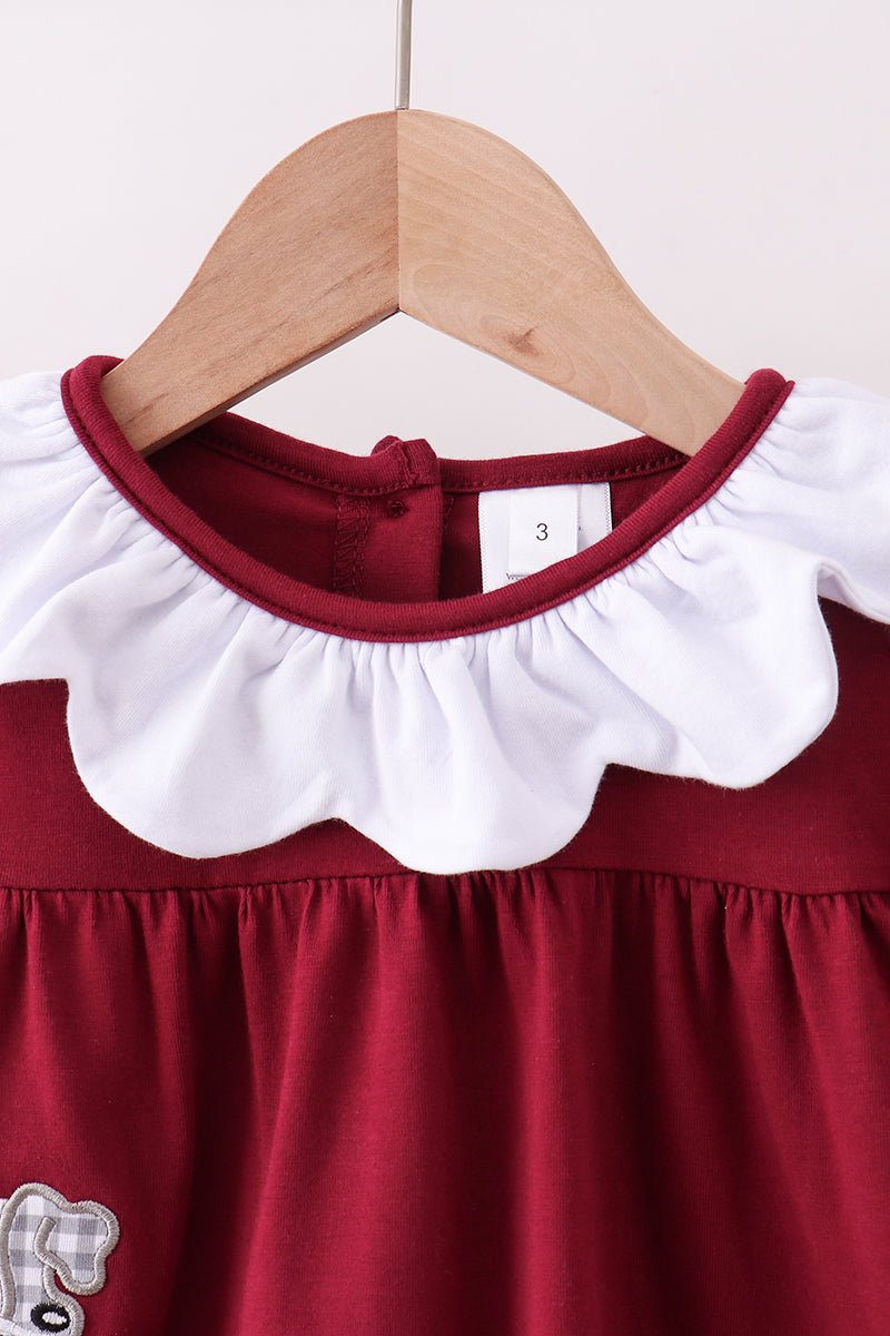 Premium Maroon Georgia bulldog applique bloomer set - Abbies Place