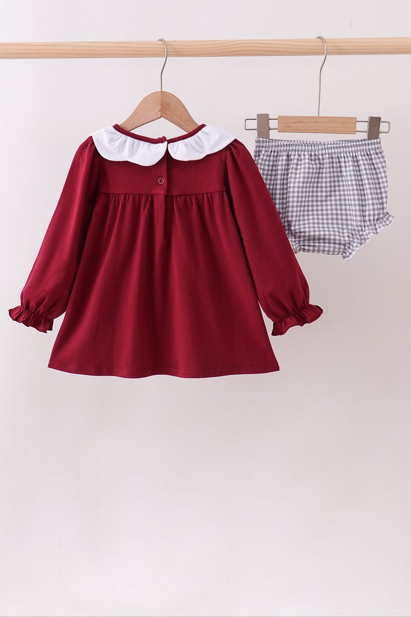 Premium Maroon Georgia bulldog applique bloomer set - Abbies Place