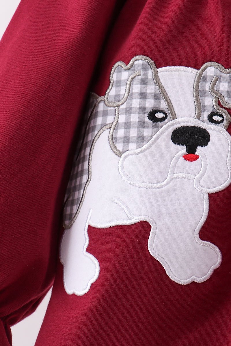 Premium Maroon Georgia bulldog applique bloomer set - Abbies Place