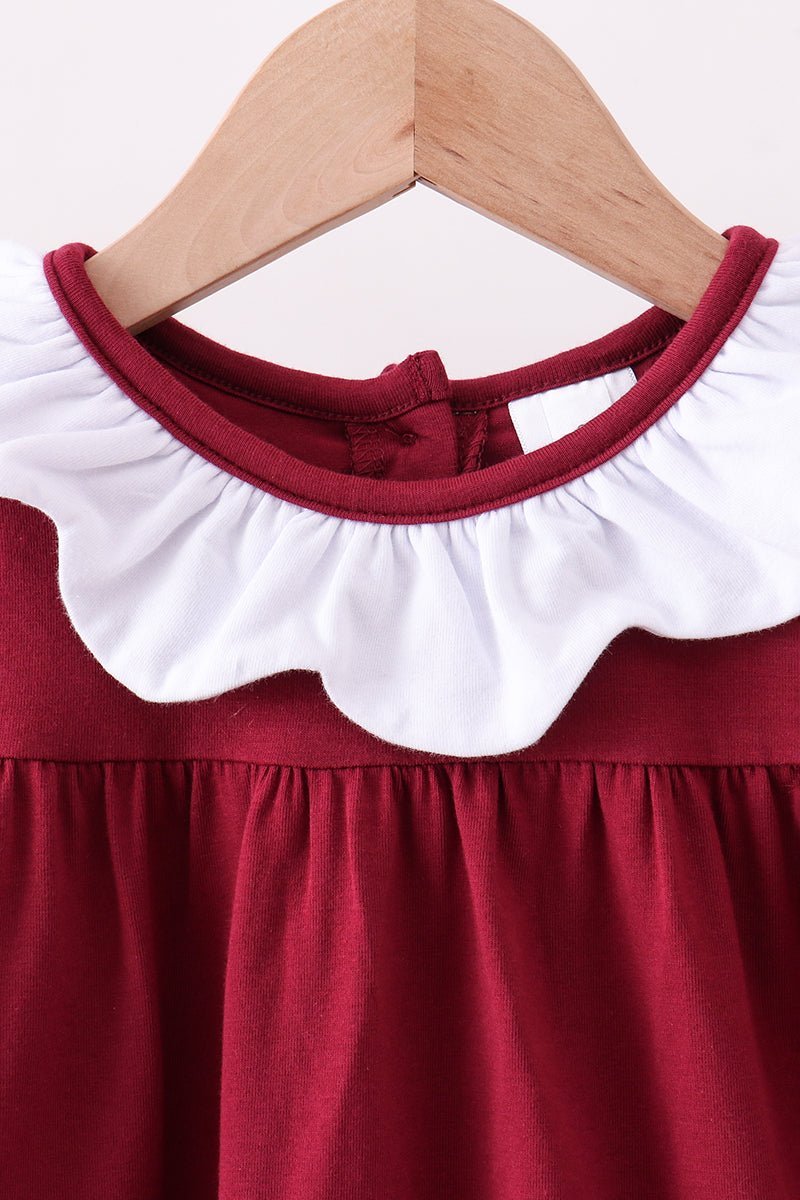 Premium Maroon Georgia bulldog applique dress - Abbies Place