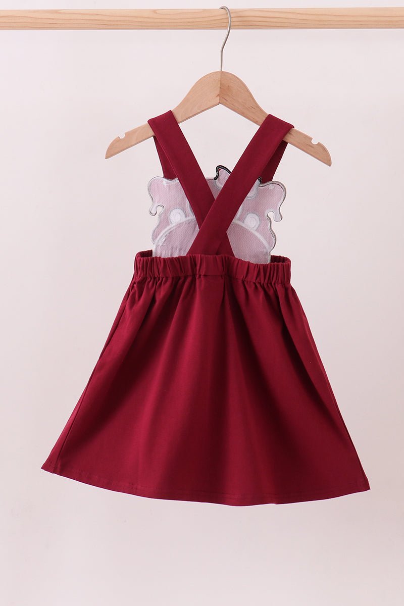 Premium Maroon Georgia bulldog applique dress - Abbies Place