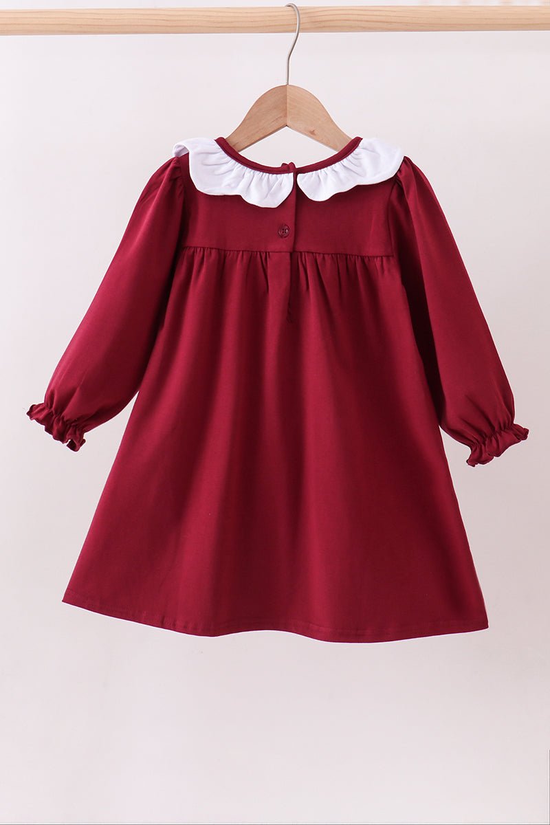 Premium Maroon Georgia bulldog applique dress - Abbies Place