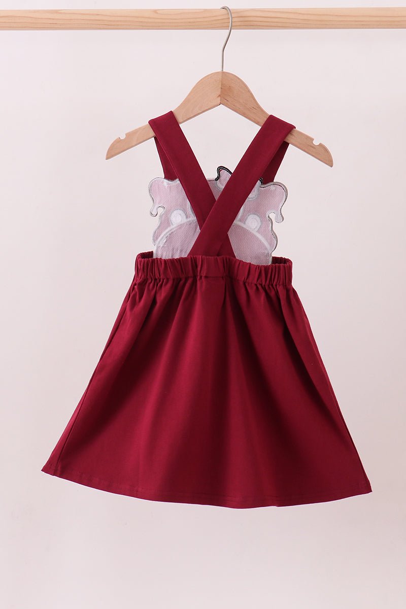 Premium Maroon Georgia bulldog applique dress - Abbies Place