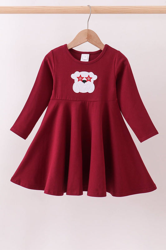 Premium Maroon Georgia bulldog applique dress - Abbies Place