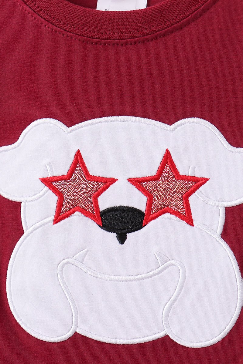 Premium Maroon Georgia bulldog applique top - Abbies Place