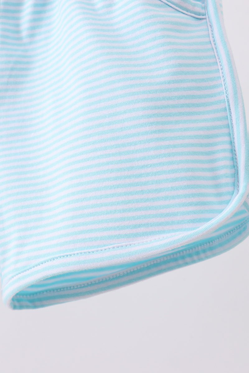 Premium Mint&white stripe bow shorts - Abbies Place