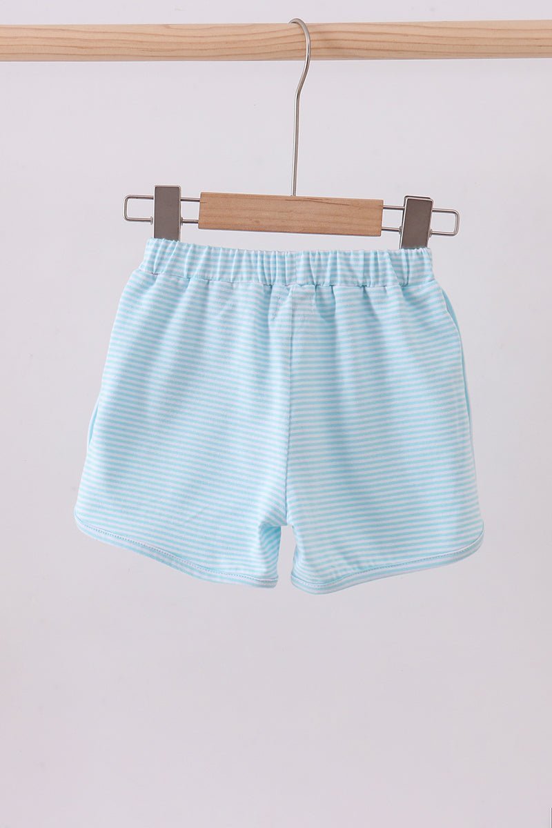 Premium Mint&white stripe bow shorts - Abbies Place