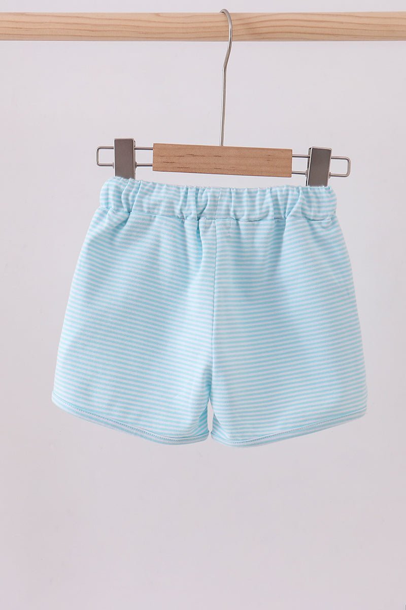 Premium Mint&white stripe drawstring shorts - Abbies Place