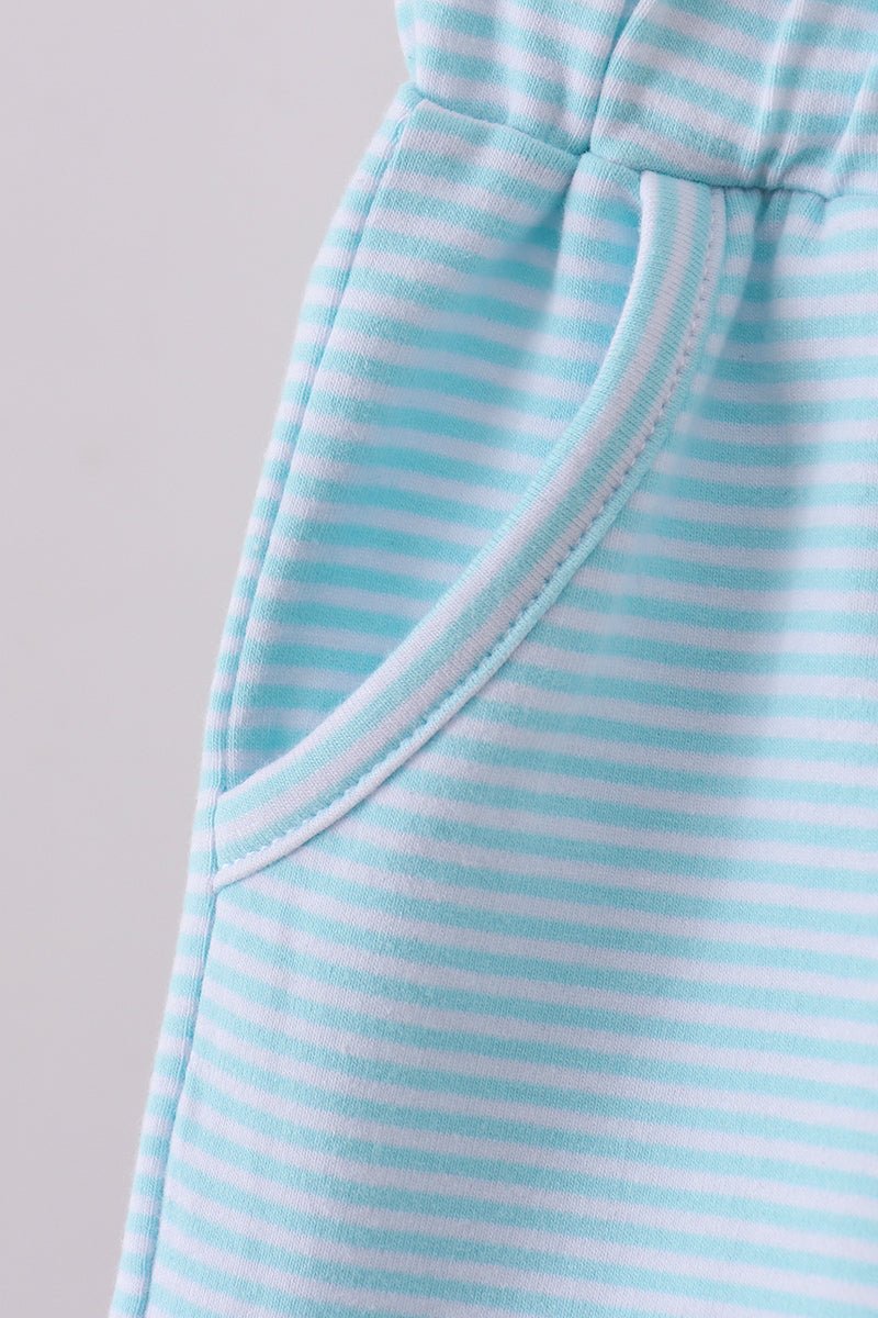 Premium Mint&white stripe drawstring shorts - Abbies Place