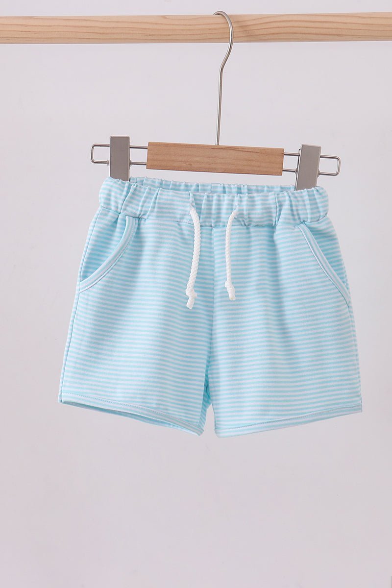 Premium Mint&white stripe drawstring shorts - Abbies Place