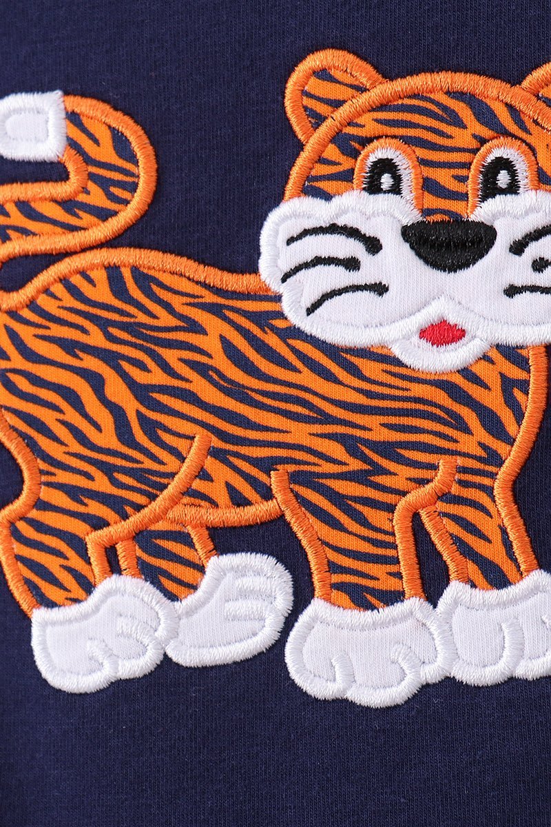 Premium Navy Auburn tiger applique bubble - Abbies Place