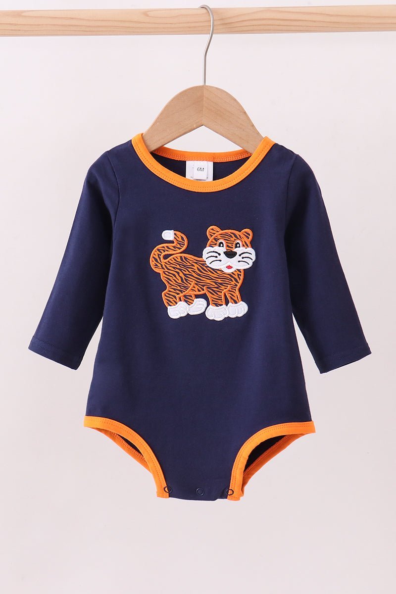 Premium Navy Auburn tiger applique bubble - Abbies Place