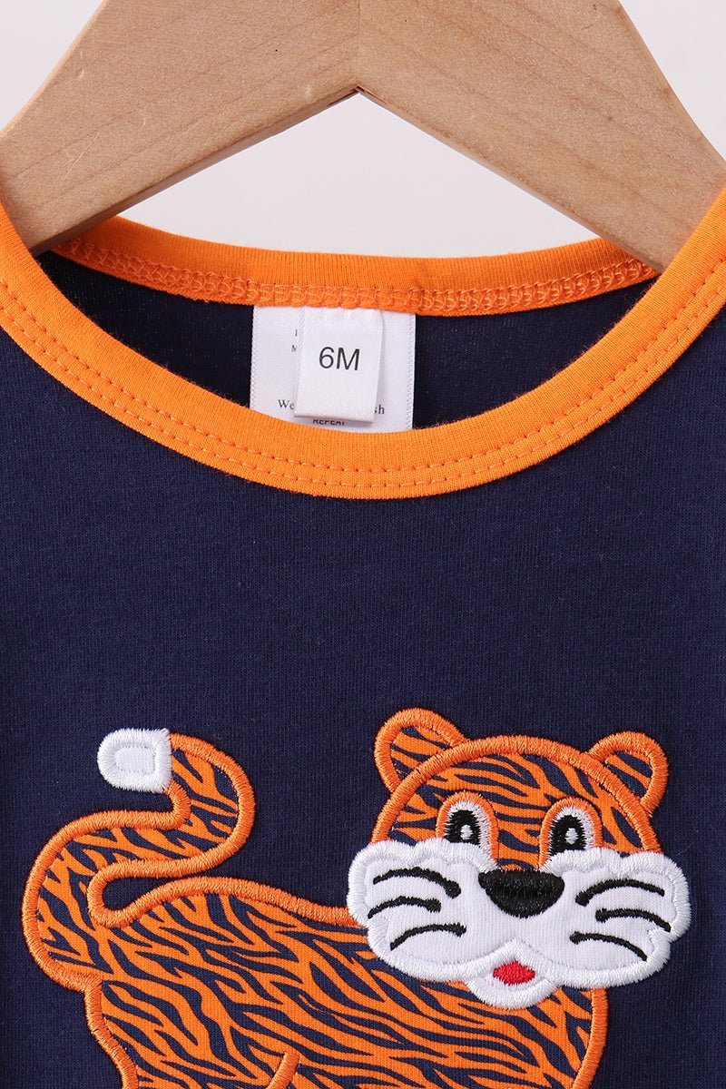 Premium Navy Auburn tiger applique bubble - Abbies Place