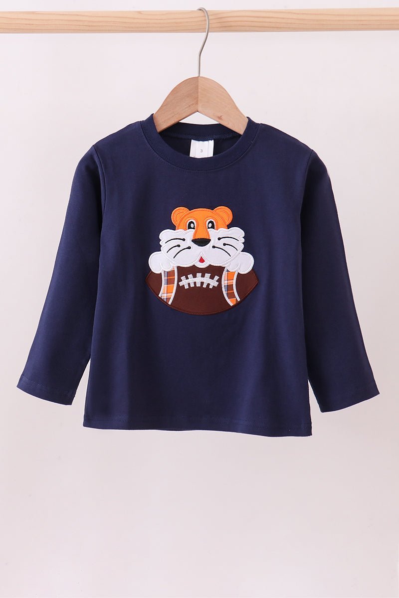 Premium Navy Auburn tiger applique top - Abbies Place