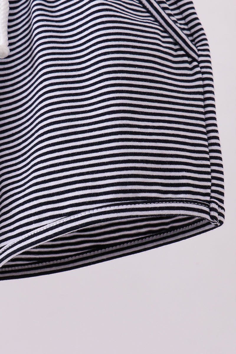 Premium Navy&white stripe drawstring shorts - Abbies Place
