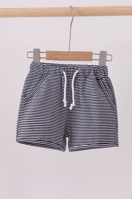 Premium Navy&white stripe drawstring shorts - Abbies Place