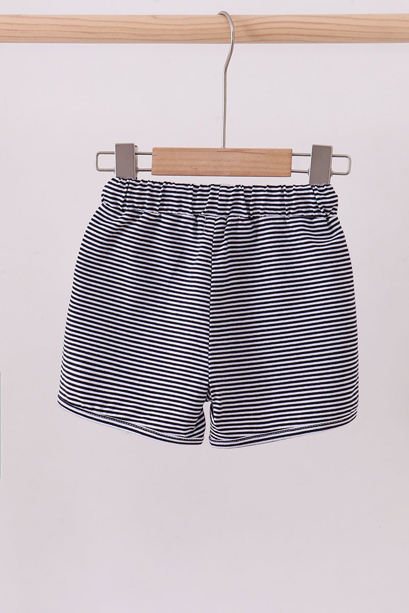 Premium Navy&white stripe drawstring shorts - Abbies Place