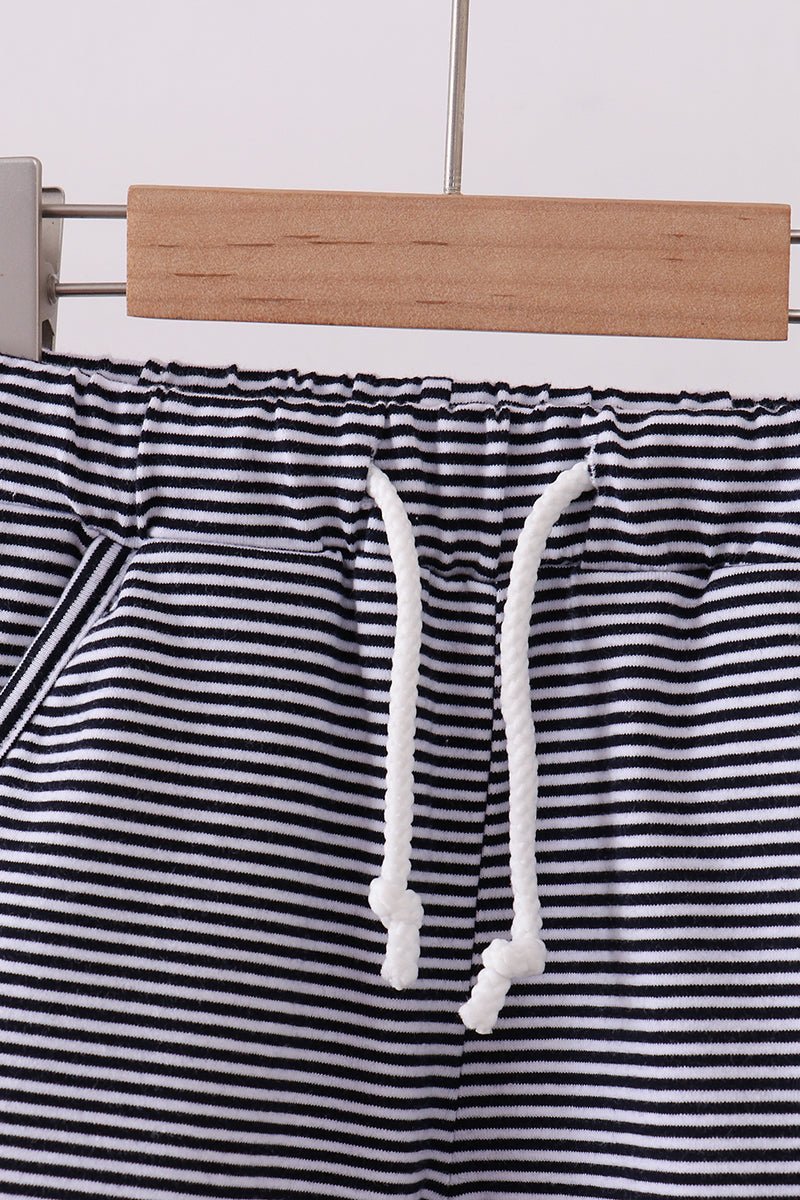 Premium Navy&white stripe drawstring shorts - Abbies Place