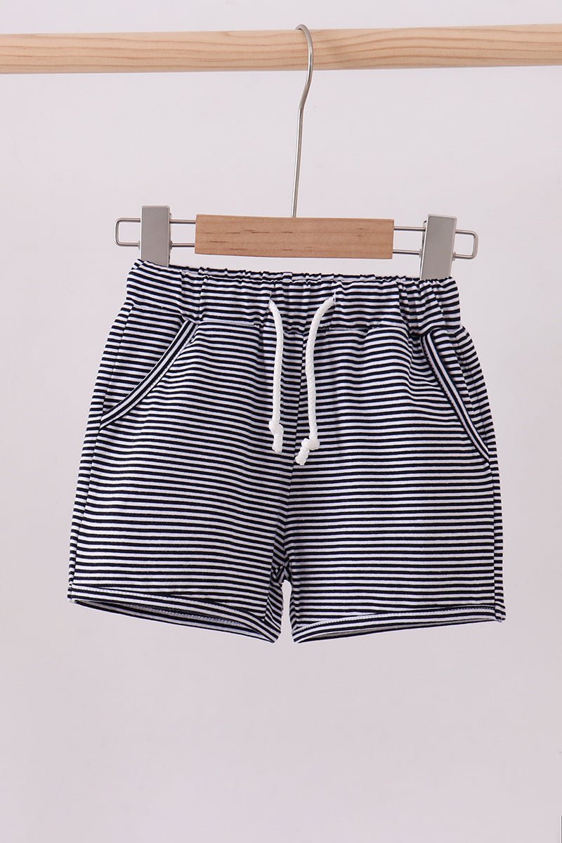 Premium Navy&white stripe drawstring shorts - Abbies Place