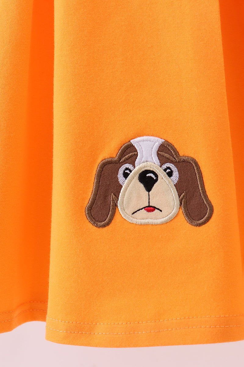 Premium Orange Tennessee puppy applique dress - Abbies Place