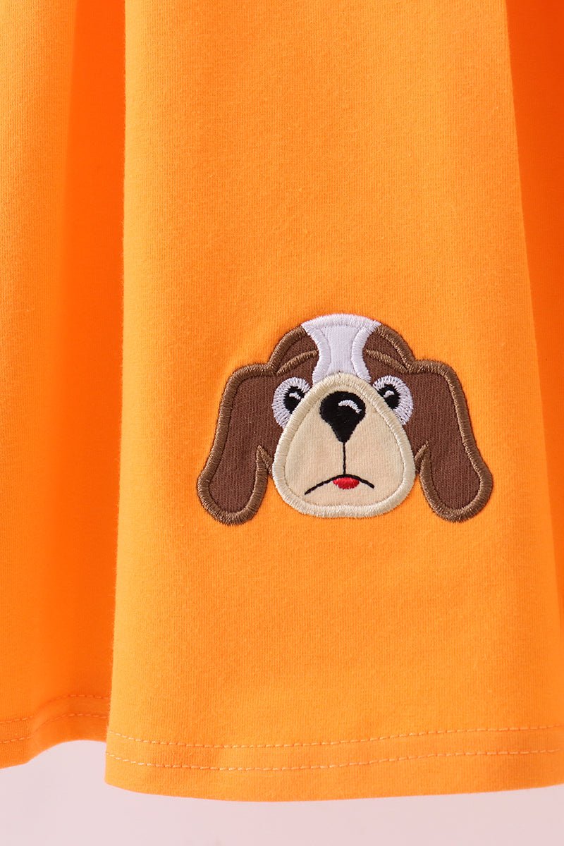 Premium Orange Tennessee puppy applique dress - Abbies Place