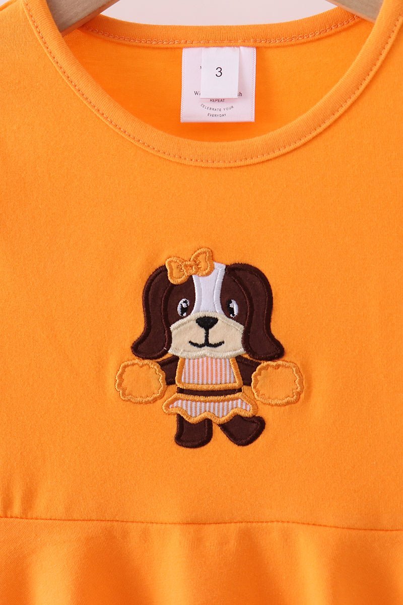 Premium Orange Tennessee puppy applique dress - Abbies Place