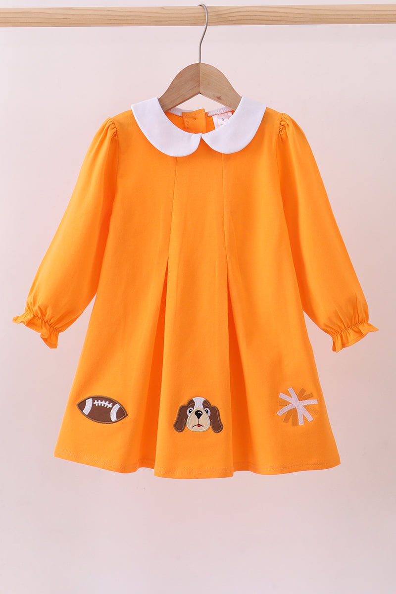 Premium Orange Tennessee puppy applique dress - Abbies Place