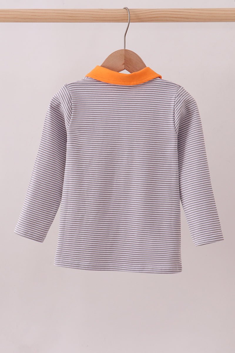 Premium Orange Tennessee stripe puppy embroidery button down shirt - Abbies Place