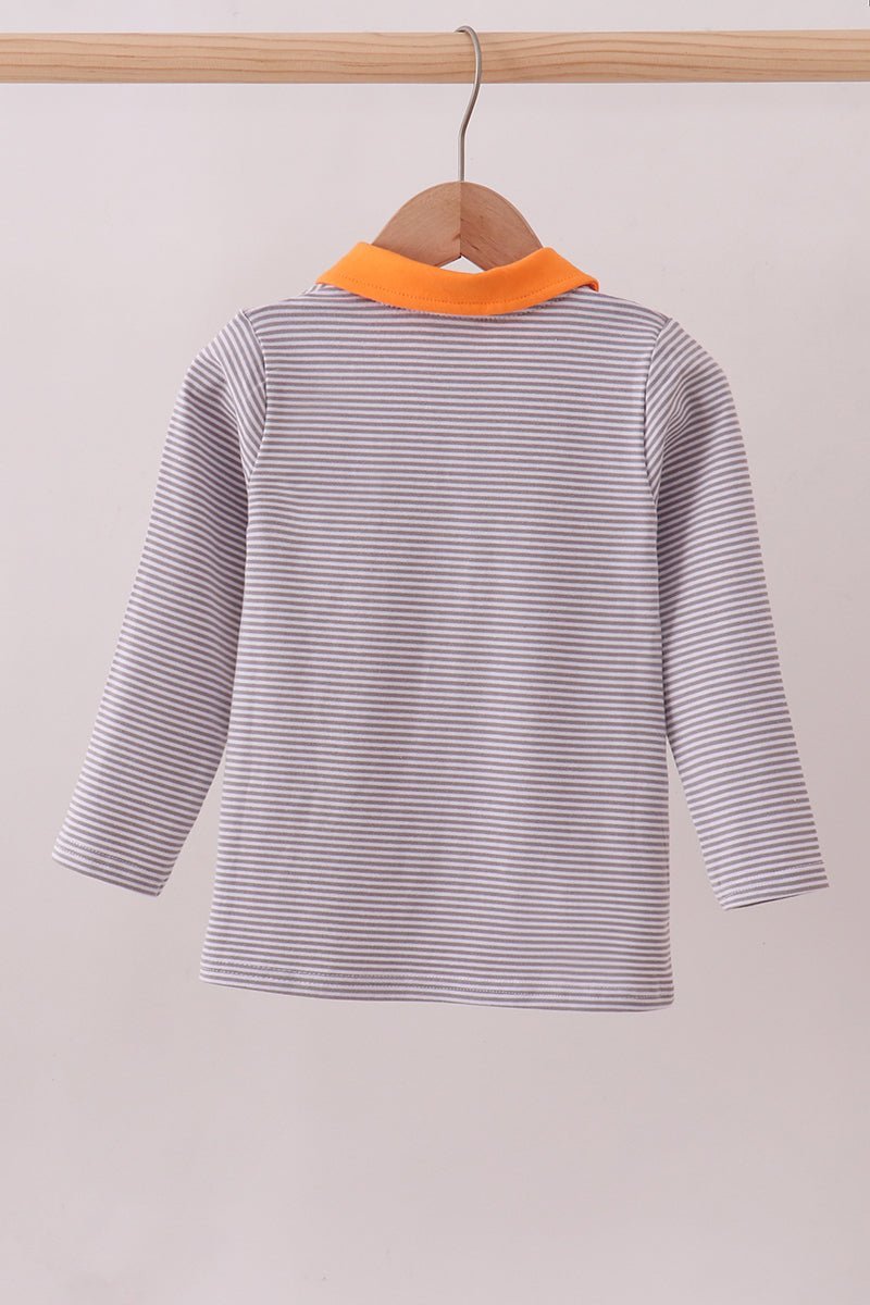 Premium Orange Tennessee stripe puppy embroidery button down shirt - Abbies Place