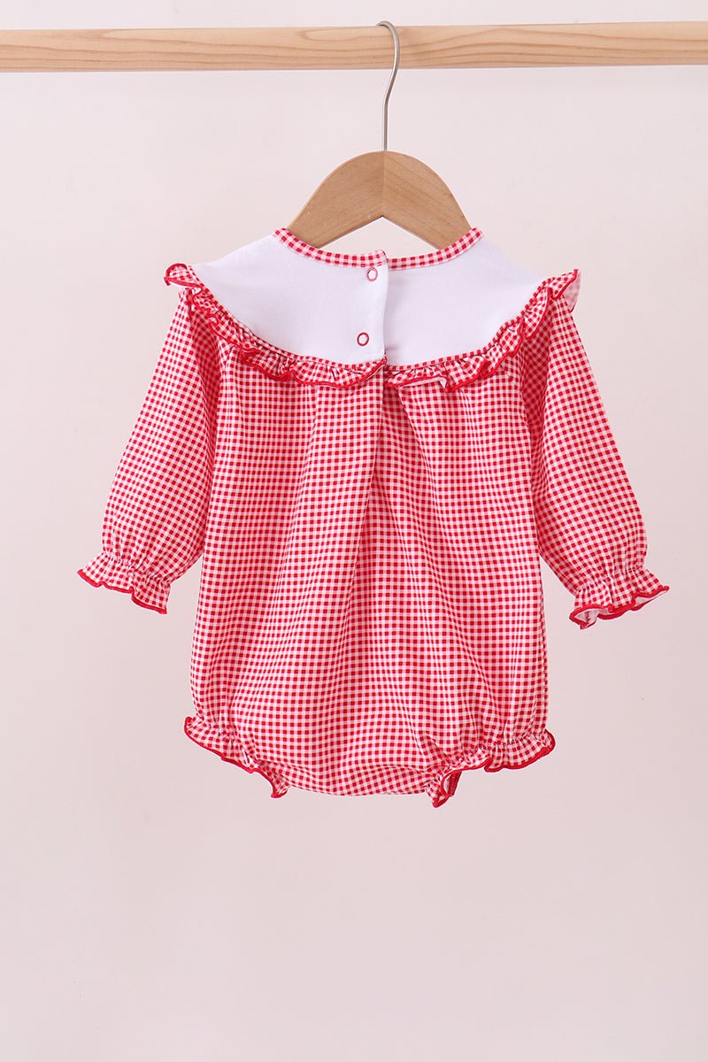 Premium Red Georgia bulldog bow embroidery bubble - Abbies Place