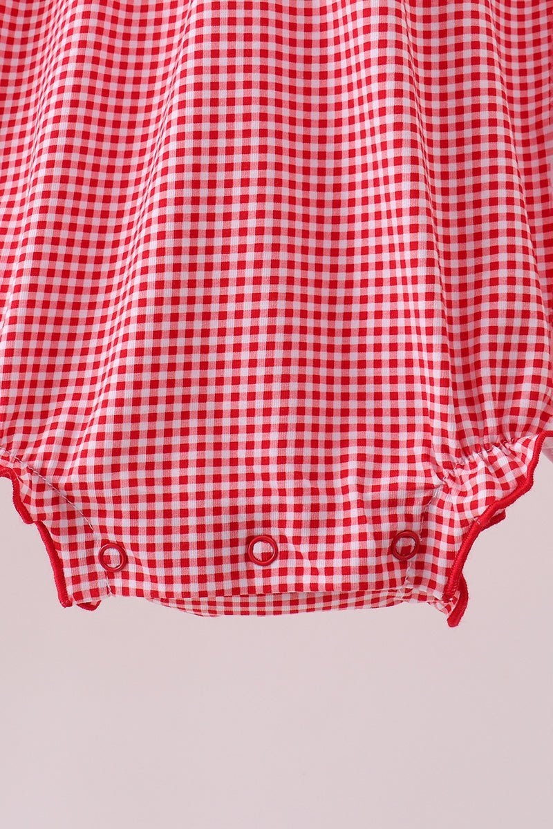 Premium Red Georgia bulldog bow embroidery bubble - Abbies Place