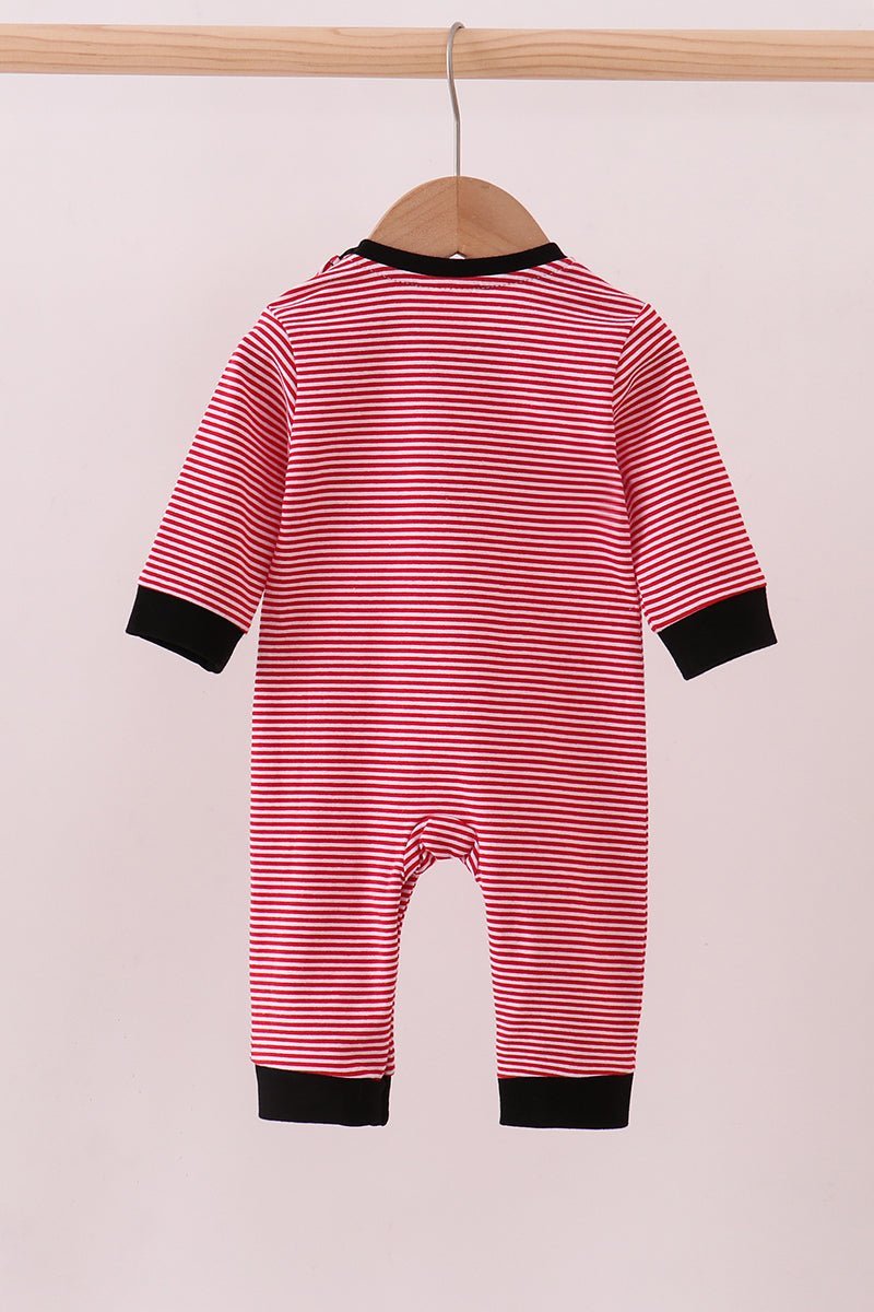 Premium Red Georgia stripe bulldog romper - Abbies Place