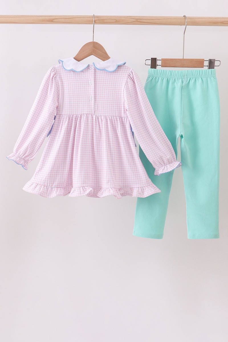 Premium turkey embroidery gingham pants set - Abbies Place