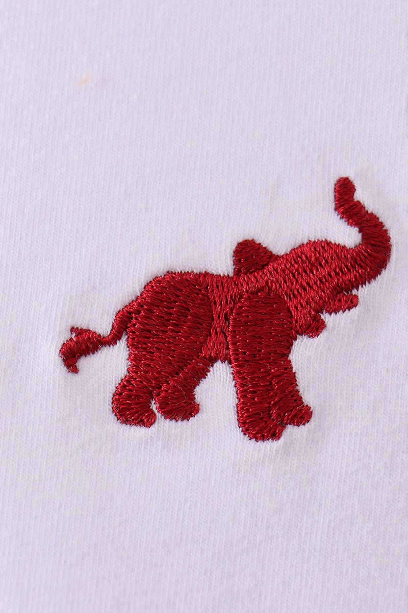 Premium White Alabama elephant embroidery pants set - Abbies Place