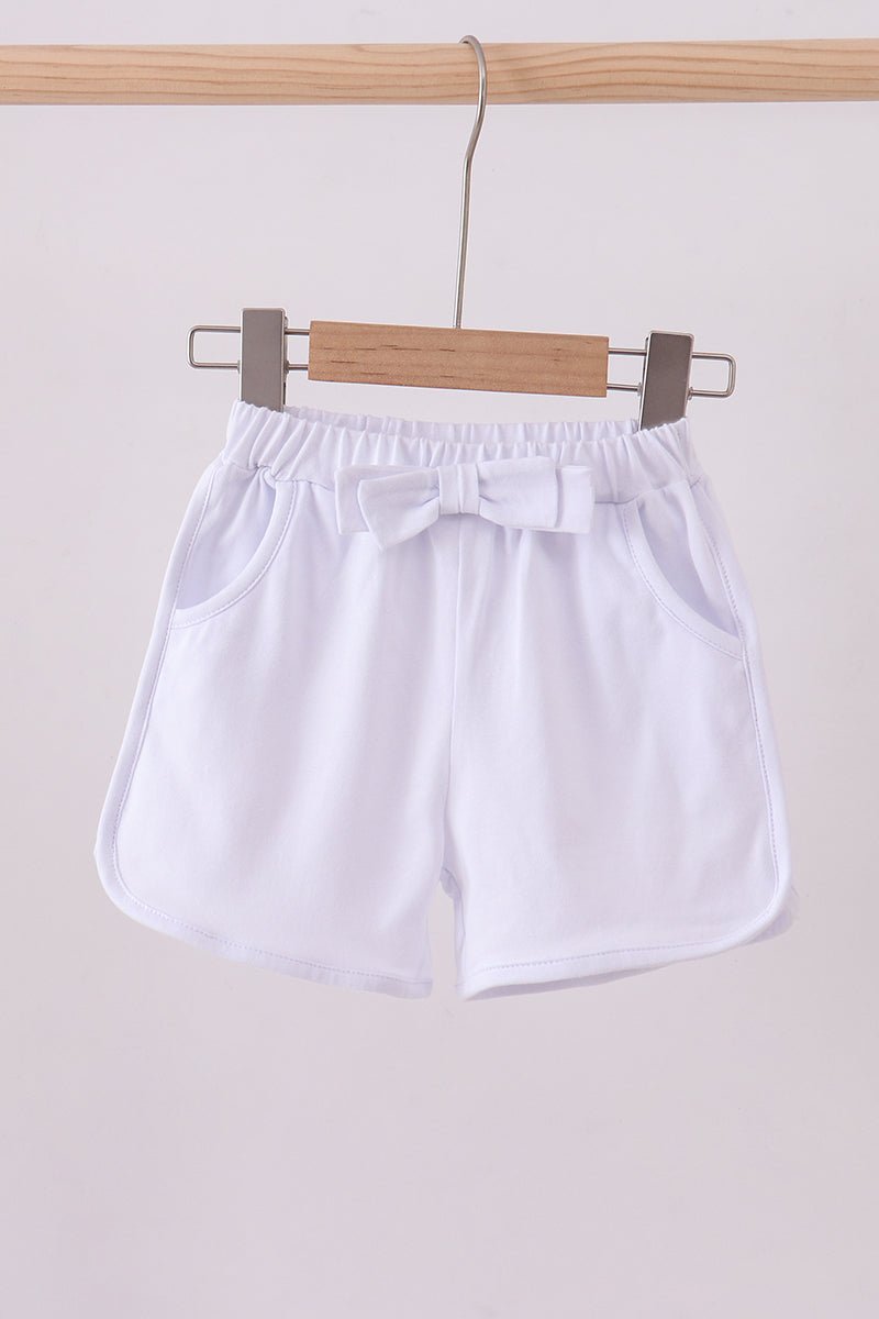 Premium White bow shorts - Abbies Place